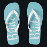 Chanclas Tipografía de la novia Boda azul Flip Flops<br><div class="desc">Nuestras sandalias de novia son para que la novia lo sea.</div>