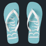Chanclas Tipografía de la novia Boda azul Flip Flops<br><div class="desc">Nuestras sandalias de novia son para que la novia lo sea.</div>