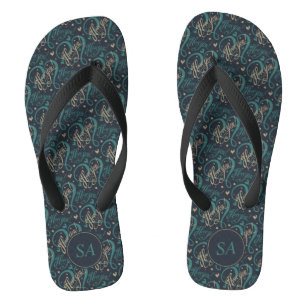 Chanclas Tipografía de San Valentín Azul Marrón Te Amo