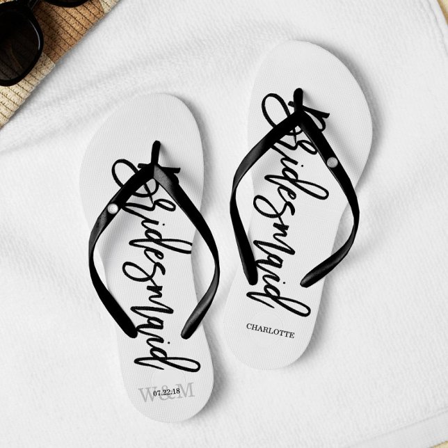 Chanclas Tipografía moderna "Bridesmaid" (Subido por el creador)