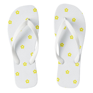 Chanclas Tirantes blancos con estampado de flores amarillas