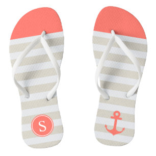 Chanclas Tiras de color coral beige - Monograma corto de an