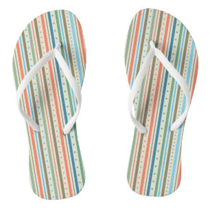 Chanclas Tiras de colores y puntos de polka plantilla de fl