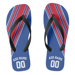 Chanclas Tiras de Jersey Azul Rojo/Puede Editar Color De Fo