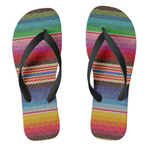 Chanclas Tiras de manta Patrón de tela mexicana étnica