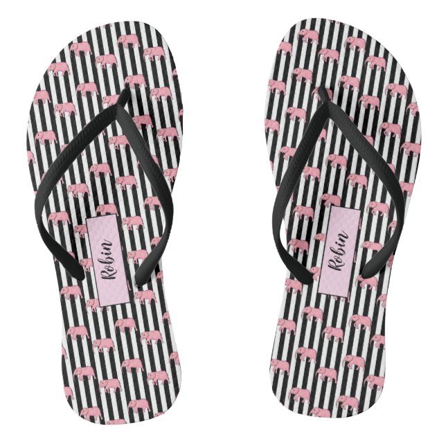 Chanclas Tiras de patrón de elefantes rosados monográficos  (Plantilla)