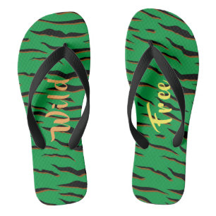 Chanclas Tiras de tigre salvajes y libres Naranja amarillo 