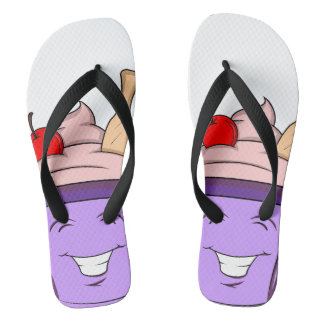 Chanclas Tongs estivales avec motif glace kawaii et visage