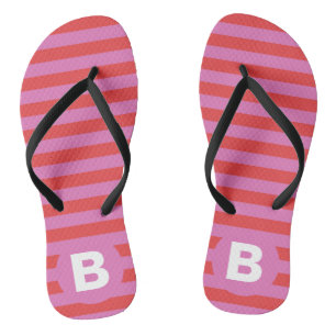 Chanclas Tonos brillantes de rosa rayas monogramadas
