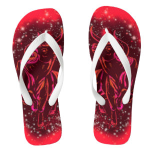 Chanclas Toro corriendo en Red Starry Night Flip Flops Gift