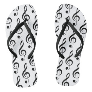 Chanclas Treble Clef Música de canción blanca y negra