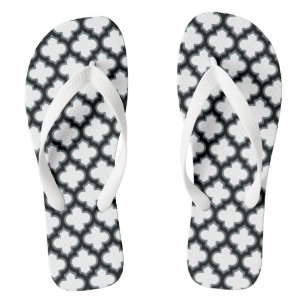 Chanclas Trébol blanco y negro, Entramado, Quatrefoil