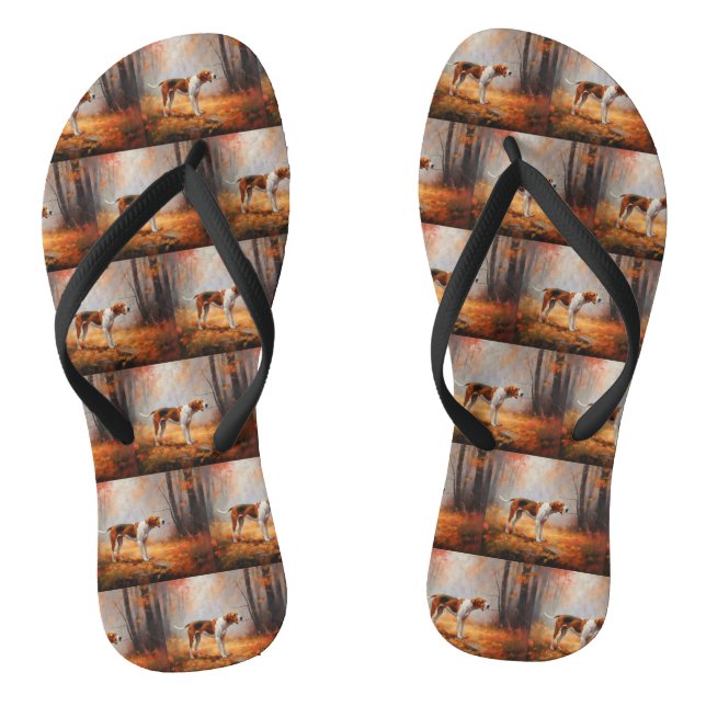 Chanclas Treeing Walker Coonhound en Hojas de Otoño que Cae (Plantilla)
