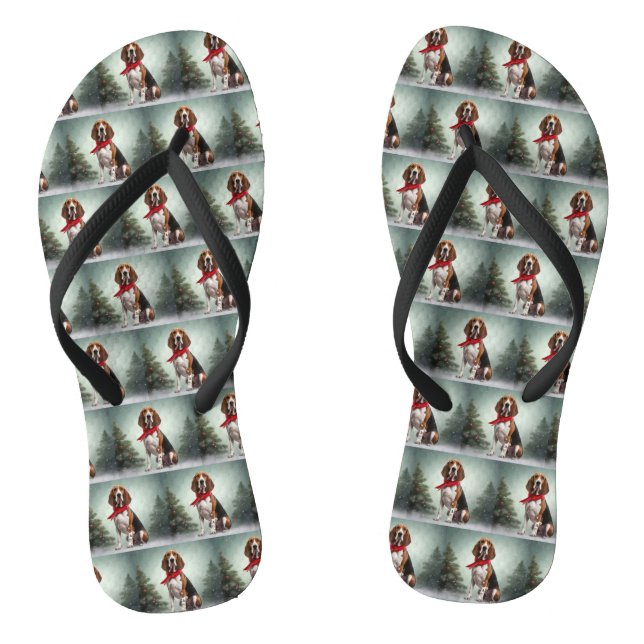 Chanclas Treeing Walker Coonhound perro en Navidad con niev (Plantilla)