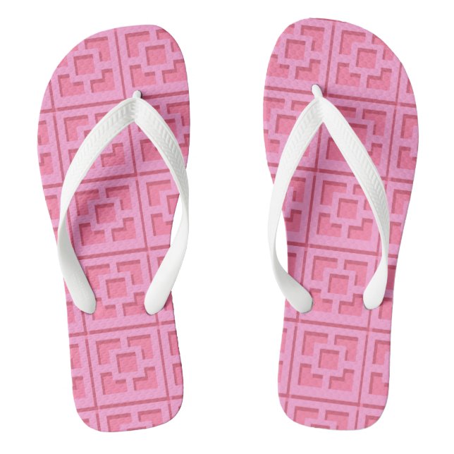 Chanclas Trellis rosa retro Flip Flops para adultos, cintas (Plantilla)