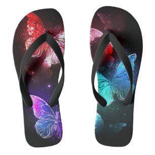 Chanclas Tres mariposas brillantes en el fondo nocturno