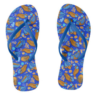 Chanclas Trilobites sobre fondo azul oscuro (patrón de niño