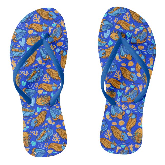 Chanclas Trilobites sobre fondo azul oscuro (patrón de niño (Plantilla)