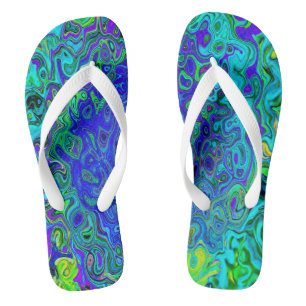 Chanclas Trippy Violet Blue Abstract Retro Liquid Swirl