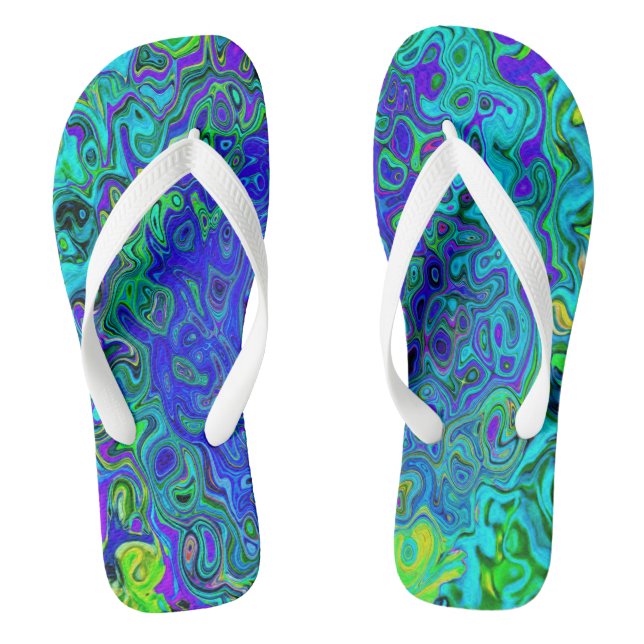 Chanclas Trippy Violet Blue Abstract Retro Liquid Swirl (Plantilla)