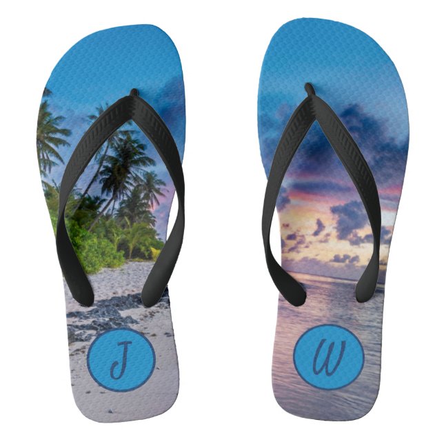 Chanclas Tropical Sunset Beach Monograma Flip Flops (Plantilla)
