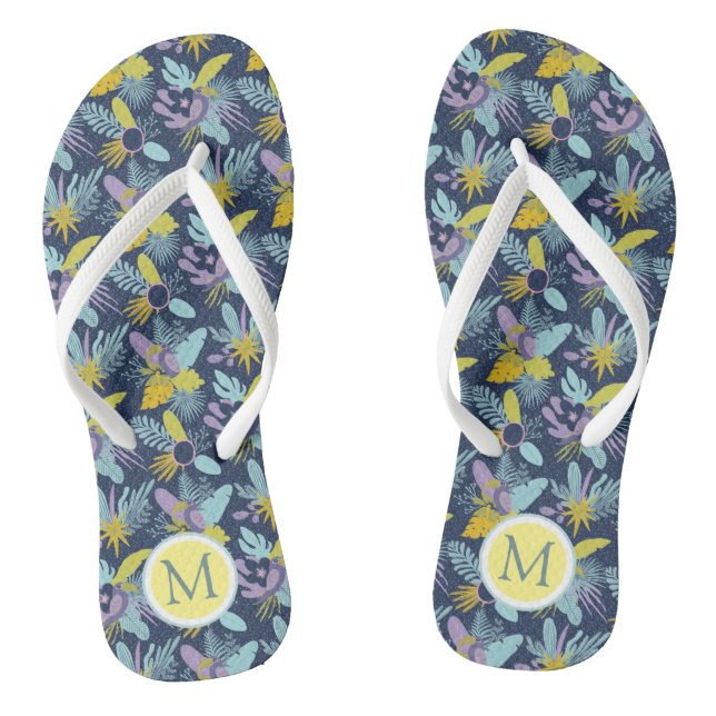 Chanclas Tropicales vibrantes ⎥ Flip Flops de monograma (Plantilla)
