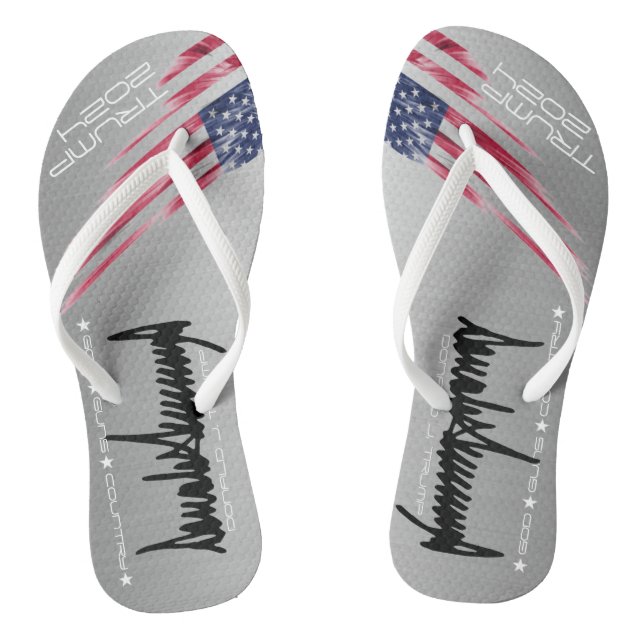 Chanclas Trump Maga Flip Flops para adultos, Straps delgado (Plantilla)