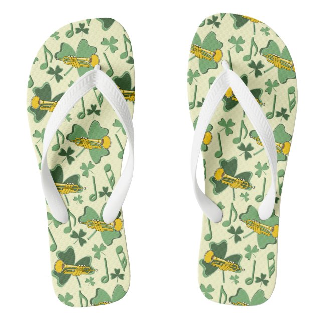 Chanclas Trumpet Shamrock Music Notes (Plantilla)