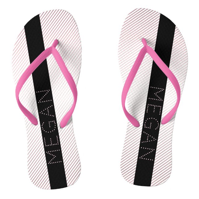 Chanclas Tu Nombre | Rayas Sutiles Ombre Rosa Blanca Fina (Plantilla)