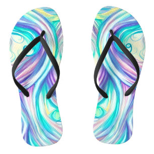 Chanclas Tuercas de ondas azules y patrón de remolinos