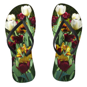 Chanclas Tulipanes coloridos de color marrón y amarillo
