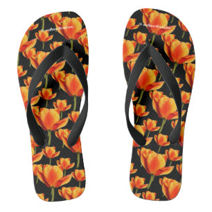 Chanclas Tulipanes Rascados Amarillo y Rojo