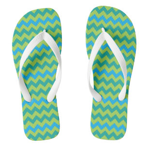 Chanclas Turquesa Azul Verde Esmeralda Neon Chevron