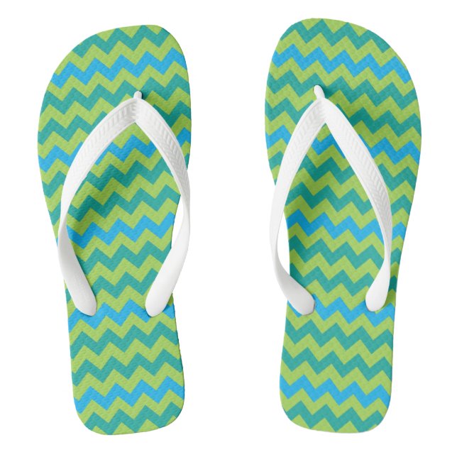 Chanclas Turquesa Azul Verde Esmeralda Neon Chevron (Plantilla)