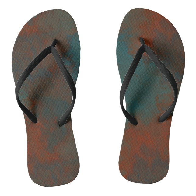 Chanclas Turquesa y Óxido Abstracto (Plantilla)