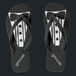 Chanclas Tuxedo Flip Flops | Boda de playa de Grooms<br><div class="desc">El toque perfecto para su playa o boda junto a la piscina. Flopos negros con un esmoquin formal en blanco y negro, camisa blanca e imagen de corbata negra. Tu novio se casará con estilo con estos "Flip-Flops formales de Tuxedo" ¡Añade un estilo de vestido boda a la novia! Por...</div>