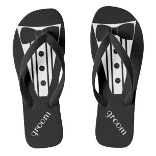 Chanclas Tuxedo Flip Flops   Boda de playa de Grooms