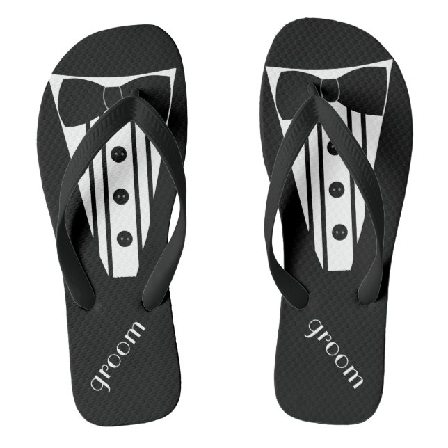 Chanclas Tuxedo Flip Flops | Boda de playa de Grooms (Plantilla)