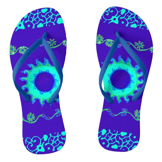 Chanclas Último verano elegante azul clásico yo floral (Plantilla)