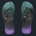 Chanclas Último vuelo antes del anillo - morado y Verde azu<br><div class="desc">🥇 DISEÑO ORIGINAL DE ARTE DE DERECHOS DE AUTOR DE Donna Siegrist SÓLO DISPONIBLE EN ZAZZLE! Flip Flop Shoes listo para su personalización. Los productos coincidentes están disponibles o sólo se puede transferir el diseño a otro producto. Si es necesario... puede eliminar todo el texto y comenzar fresco con sus...</div>