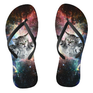 Chanclas Un gato gracioso en el espacio