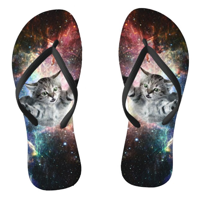 Chanclas Un gato gracioso en el espacio (Plantilla)