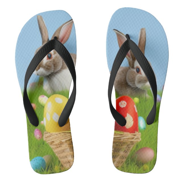 Chanclas Un lindo conejo de Pascua para un ánimo positivo (Plantilla)