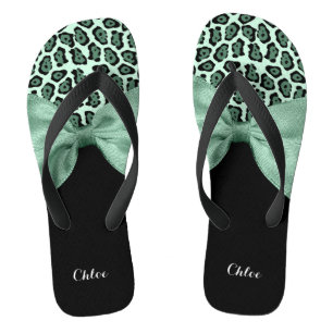 Chanclas Un poster de impresión de animales jaguar verde mu