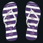 Chanclas Una empleada doméstica de honor morado o de cualqu<br><div class="desc">Patrón de rayas de lino púrpura y lavanda - Cambiar a cualquier color haciendo clic en personalizar. Y di lo que quieras. Haz de estos unos pequeños "flops" que tengan tu mensaje. ¡Habla de la playa! damas de honor, despedida de soltera, costa costera tropical costera costera, playa de crucero oceánico,...</div>