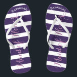 Chanclas Una empleada doméstica de honor morado o de cualqu<br><div class="desc">Patrón de rayas de lino púrpura y lavanda - Cambiar a cualquier color haciendo clic en personalizar. Y di lo que quieras. Haz de estos unos pequeños "flops" que tengan tu mensaje. ¡Habla de la playa! damas de honor, despedida de soltera, costa costera tropical costera costera, playa de crucero oceánico,...</div>