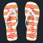 Chanclas Una empleada doméstica personalizada de honor rojo<br><div class="desc">Patrón de rayas Sherbert de Naranja rojo y coral personalizado - Cambiar a cualquier color haciendo clic en personalizar. Y di lo que quieras. Haz de estos unos pequeños "flops" que tengan tu mensaje. ¡Habla de la playa!</div>