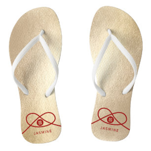 Chanclas Unión de nudos rojos doble felicidad Boda chino