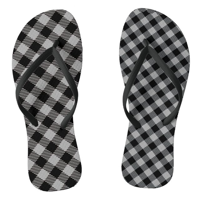 Chanclas Unisex Modern Checker Gris y Negro (Plantilla)