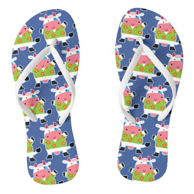 Chanclas Vaca del dibujo animado de la camisa hawaiana de (Plantilla)